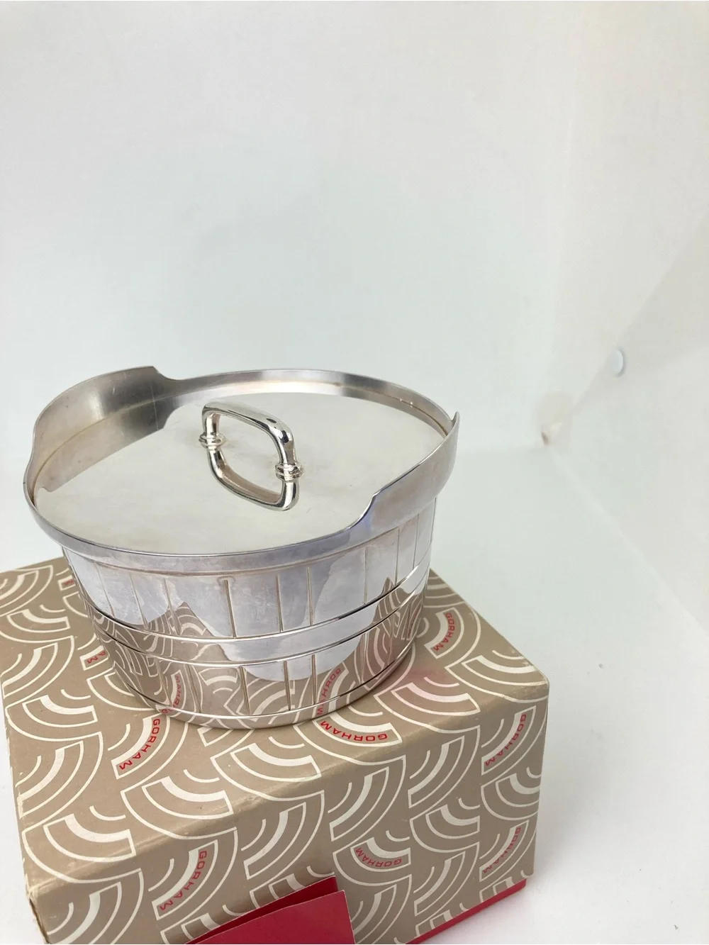 1950's Gorham EP YC348 Silverplate Lidded Butter Tub / Barrel / Bucket